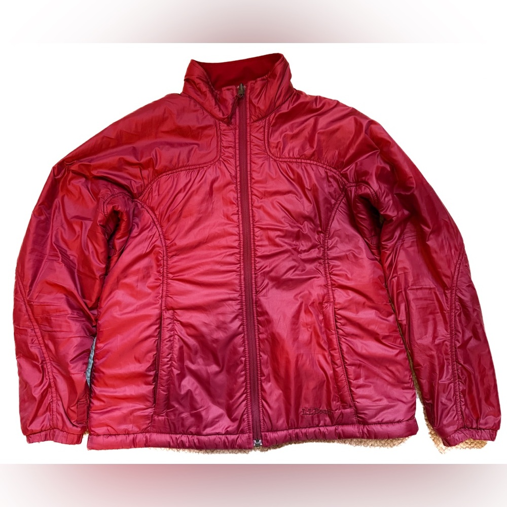 L.L.Bean PrimaLoft Insulated Puffer Jacket Women M Red Winter Coat